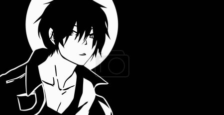 Anime fonds d'écran HD noir et blanc anime mignon garçon / transgenre style manga minimalisme en haute résolution fond d'écran